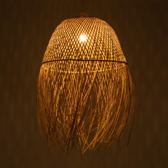GLOBOSTAR® MANILA 01714 Boho Κρεμαστό Φωτιστικό Οροφής με Ντουί 1 x E27 AC 220-240V IP20 - Μπεζ - Μ45 x Π45 x Υ60cm