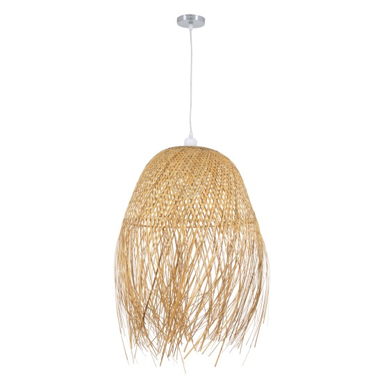 GLOBOSTAR® MANILA 01714 Boho Κρεμαστό Φωτιστικό Οροφής με Ντουί 1 x E27 AC 220-240V IP20 - Μπεζ - Μ45 x Π45 x Υ60cm