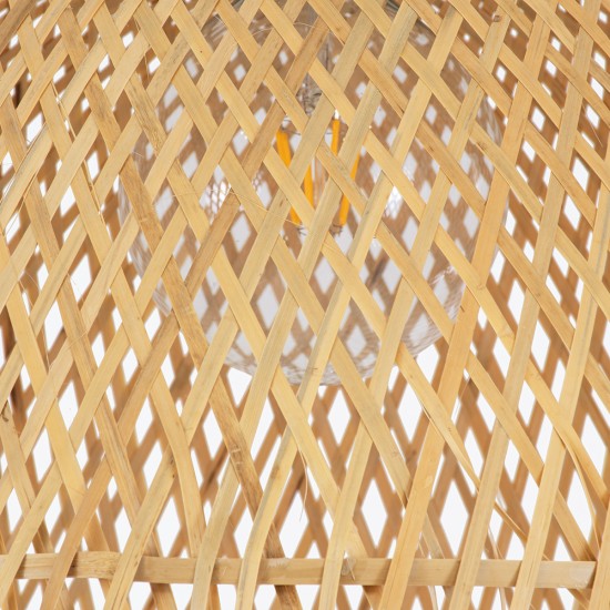 GLOBOSTAR® MANILA 01714 Boho Κρεμαστό Φωτιστικό Οροφής με Ντουί 1 x E27 AC 220-240V IP20 - Μπεζ - Μ45 x Π45 x Υ60cm