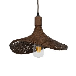 GLOBOSTAR® CUBA 01716 Boho Κρεμαστό Φωτιστικό Οροφής με Ντουί 1 x E27 AC 220-240V IP20 - Καφέ - Μ33 x Π30 x Υ22cm