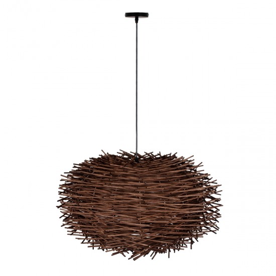 GLOBOSTAR® MINORCA 01734 Boho Κρεμαστό Φωτιστικό Οροφής με Ντουί 1 x E27 AC 220-240V IP20 - Καφέ - Μ60 x Π60 x Y35cm