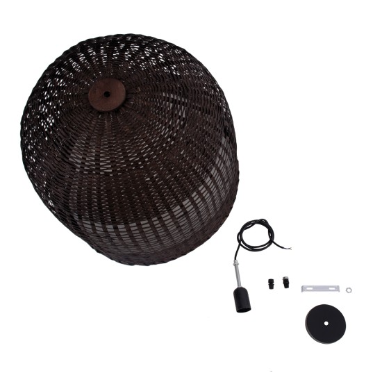 GLOBOSTAR® BORA-BORA 01736 Boho Κρεμαστό Φωτιστικό Οροφής με Ντουί 1 x E27 AC 220-240V IP20 - Καφέ - Μ42 x Π42 x Y44cm