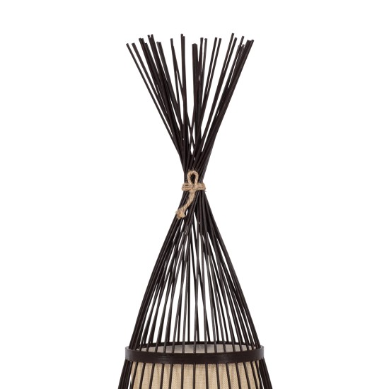 GLOBOSTAR® AZORES 01754 Boho Επιδαπέδιο Φωτιστικό με Ντουί 1 x E27 AC 220-240V IP20 - Καφέ & Μπεζ - Μ30 x Π30 x Υ90cm