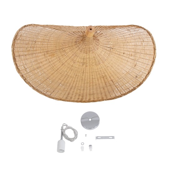 GLOBOSTAR® CUBA 01767 Boho Κρεμαστό Φωτιστικό Οροφής με Ντουί 1 x E27 AC 220-240V IP20 - Μπεζ - Μ80 x Π80 x Υ49cm