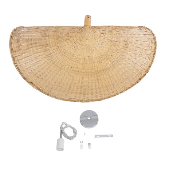 GLOBOSTAR® CUBA 01769 Boho Κρεμαστό Φωτιστικό Οροφής με Ντουί 1 x E27 AC 220-240V IP20 - Μπεζ - Μ100 x Π100 x Υ55cm