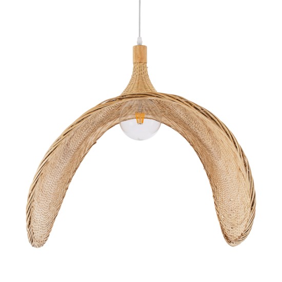 GLOBOSTAR® CUBA 01769 Boho Κρεμαστό Φωτιστικό Οροφής με Ντουί 1 x E27 AC 220-240V IP20 - Μπεζ - Μ100 x Π100 x Υ55cm