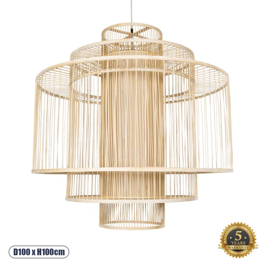 GLOBOSTAR® HIBISCUS 01780 Boho Κρεμαστό Φωτιστικό Οροφής με Ντουί 1 x E27 AC 220-240V IP20 - Μπεζ - Μ100 x Π100 x Y100cm