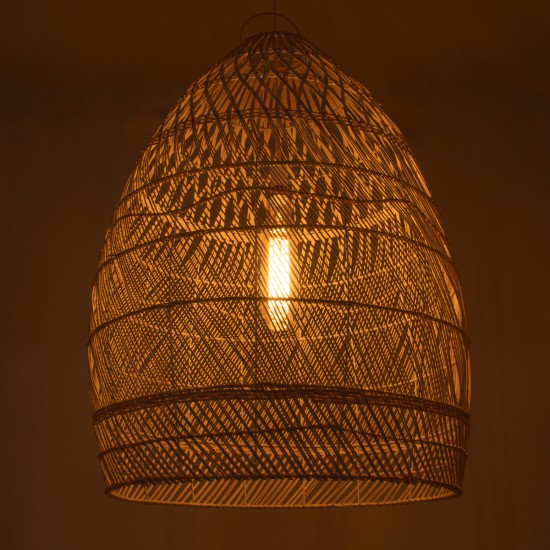 GLOBOSTAR® MALIBU 01811 Boho Κρεμαστό Φωτιστικό Οροφής με Ντουί 1 x E27 AC 220-240V IP20 - Μπεζ - Μ76 x Π76 x Υ100cm