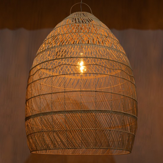 GLOBOSTAR® MALIBU 01813 Boho Κρεμαστό Φωτιστικό Οροφής με Ντουί 1 x E27 AC 220-240V IP20 - Μπεζ - Μ120 x Π120 x Υ156cm