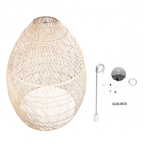 GLOBOSTAR® MALIBU 01813 Boho Κρεμαστό Φωτιστικό Οροφής με Ντουί 1 x E27 AC 220-240V IP20 - Μπεζ - Μ120 x Π120 x Υ156cm