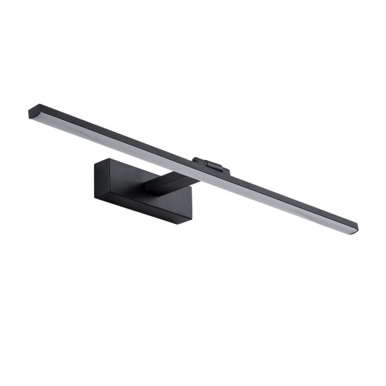 GLOBOSTAR® ELLIS 60444 Μοντέρνο Φωτιστικό Τοίχου - Απλίκα Καθρέπτη Μπάνιου LED 12W 1400lm 120° AC 220-240V IP44 Φυσικό Λευκό 4500K - Lumileds SMD Chip & TÜV SÜD Driver - Μαύρο Ματ - Μ60 x Π16 x Υ6cm - 3 Χρόνια Εγγύηση