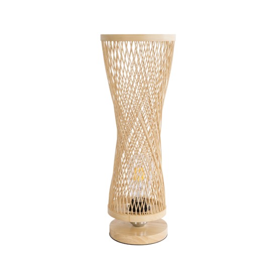 GLOBOSTAR® ROWAN 01994 Boho Επιτραπέζιο Φωτιστικό Πορτατίφ με Ντουί 1 x E27 AC 220-240V IP20 - Μπεζ - Μ17 x Π17 x Υ42cm