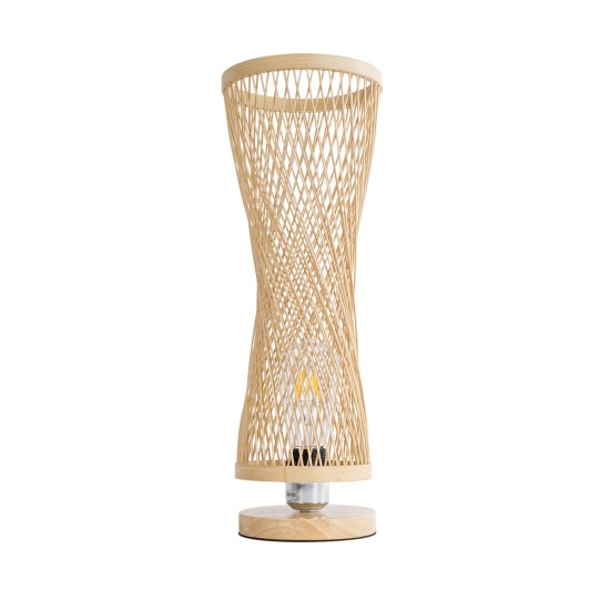 GLOBOSTAR® ROWAN 01994 Boho Επιτραπέζιο Φωτιστικό Πορτατίφ με Ντουί 1 x E27 AC 220-240V IP20 - Μπεζ - Μ17 x Π17 x Υ42cm