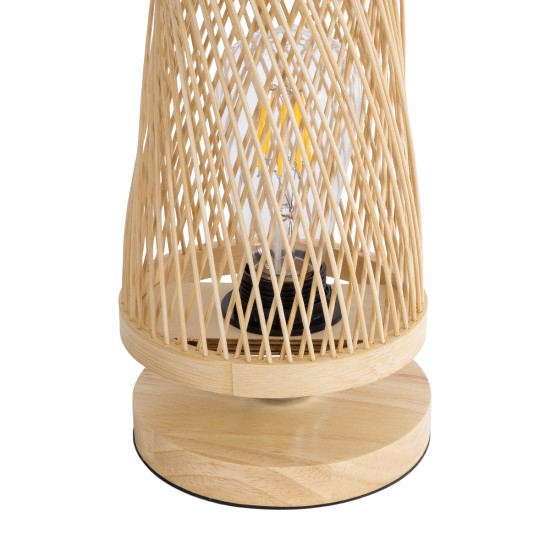 GLOBOSTAR® ROWAN 01994 Boho Επιτραπέζιο Φωτιστικό Πορτατίφ με Ντουί 1 x E27 AC 220-240V IP20 - Μπεζ - Μ17 x Π17 x Υ42cm