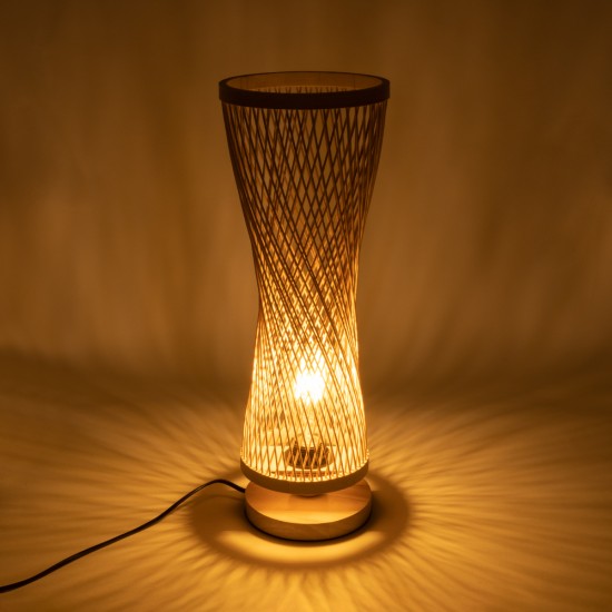 GLOBOSTAR® ROWAN 01994 Boho Επιτραπέζιο Φωτιστικό Πορτατίφ με Ντουί 1 x E27 AC 220-240V IP20 - Μπεζ - Μ17 x Π17 x Υ42cm