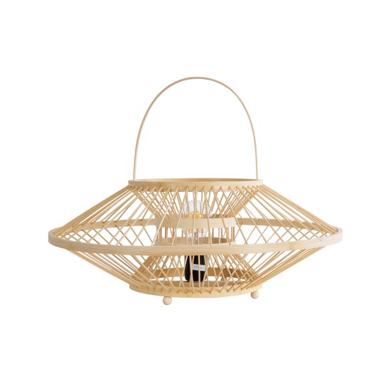 GLOBOSTAR® SORENIA 02005 Boho Επιτραπέζιο Φωτιστικό Πορτατίφ με Ντουί 1 x E27 AC 220-240V IP20 - Μπεζ - Μ50 x Π50 x Υ18cm