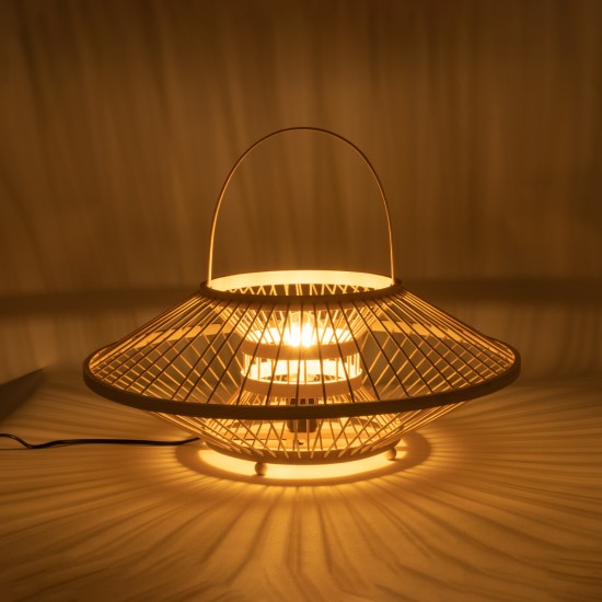 GLOBOSTAR® SORENIA 02005 Boho Επιτραπέζιο Φωτιστικό Πορτατίφ με Ντουί 1 x E27 AC 220-240V IP20 - Μπεζ - Μ50 x Π50 x Υ18cm