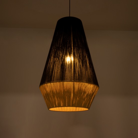 GLOBOSTAR® SALERNO 02080 Boho Κρεμαστό Φωτιστικό Οροφής με Ντουί 1 x E27 AC 220-240V IP20 - Μαύρο & Μπεζ - Μ50 x Π50 x Υ80cm