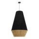 GLOBOSTAR® SALERNO 02080 Boho Κρεμαστό Φωτιστικό Οροφής με Ντουί 1 x E27 AC 220-240V IP20 - Μαύρο & Μπεζ - Μ50 x Π50 x Υ80cm