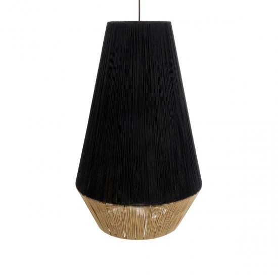 GLOBOSTAR® SALERNO 02080 Boho Κρεμαστό Φωτιστικό Οροφής με Ντουί 1 x E27 AC 220-240V IP20 - Μαύρο & Μπεζ - Μ50 x Π50 x Υ80cm