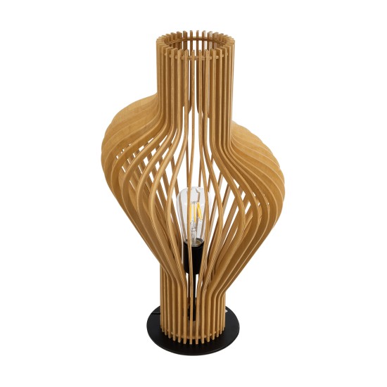GLOBOSTAR® MIHIRO 02176 Boho Επιτραπέζιο Φωτιστικό Πορτατίφ με Ντουί 1 x E27 AC 220-240V IP20 - Μπεζ& Μαύρο - Μ33 x Π33 x Υ57cm