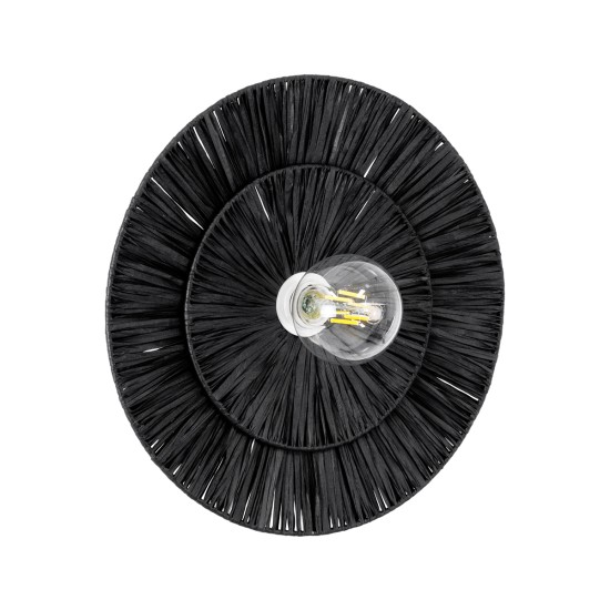 GLOBOSTAR® COLOMBO 02280 Boho Φωτιστικό Τοίχου - Απλίκα με Ντουί 1 x E27 AC 220-240V IP20 - Μαύρο - Μ40 x Π40 x Υ9cm