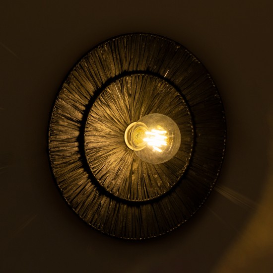GLOBOSTAR® COLOMBO 02280 Boho Φωτιστικό Τοίχου - Απλίκα με Ντουί 1 x E27 AC 220-240V IP20 - Μαύρο - Μ40 x Π40 x Υ9cm