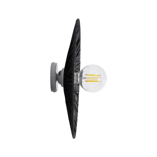 GLOBOSTAR® COLOMBO 02280 Boho Φωτιστικό Τοίχου - Απλίκα με Ντουί 1 x E27 AC 220-240V IP20 - Μαύρο - Μ40 x Π40 x Υ9cm