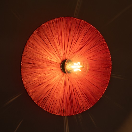 GLOBOSTAR® COLOMBO 02281 Boho Φωτιστικό Τοίχου - Απλίκα με Ντουί 1 x E27 AC 220-240V IP20 - Κόκκινο - Μ40 x Π40 x Υ9cm