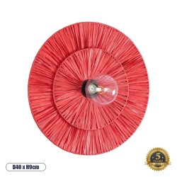GLOBOSTAR® COLOMBO 02282 Boho Φωτιστικό Τοίχου - Απλίκα με Ντουί 1 x E27 AC 220-240V IP20 - Κόκκινο - Μ40 x Π40 x Υ9cm