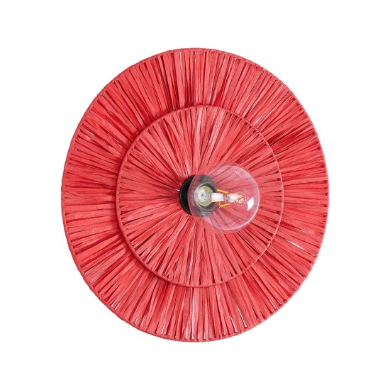 GLOBOSTAR® COLOMBO 02282 Boho Φωτιστικό Τοίχου - Απλίκα με Ντουί 1 x E27 AC 220-240V IP20 - Κόκκινο - Μ40 x Π40 x Υ9cm GLOBOSTAR® COLOMBO 02282 Boho Φωτιστικό Τοίχου - Απλίκα με Ντουί 1 x E27 AC 220-240V IP20 - Κόκκινο - Μ40 x Π40 x Υ9cm