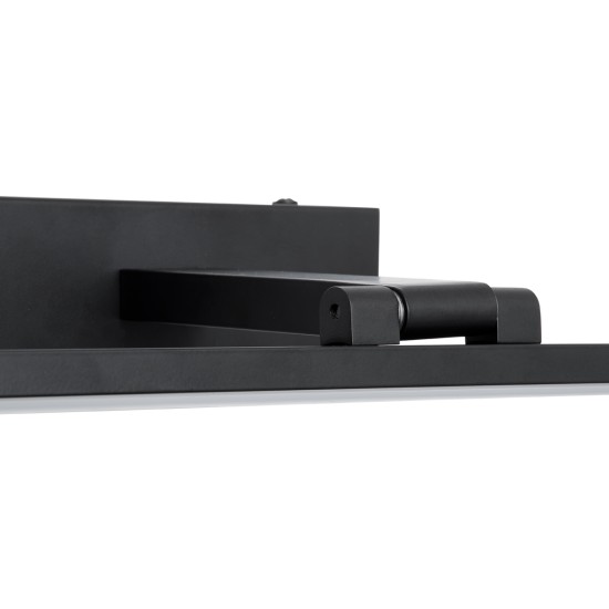 GLOBOSTAR® ELLIS 60444 Μοντέρνο Φωτιστικό Τοίχου - Απλίκα Καθρέπτη Μπάνιου LED 12W 1400lm 120° AC 220-240V IP44 Φυσικό Λευκό 4500K - Lumileds SMD Chip & TÜV SÜD Driver - Μαύρο Ματ - Μ60 x Π16 x Υ6cm - 3 Χρόνια Εγγύηση