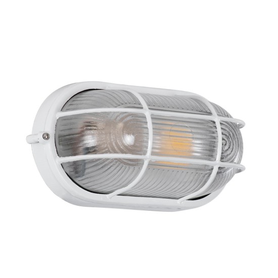 GLOBOSTAR® BOATLIGHT 61582 Vintage Φωτιστικό Καραβοχελώνα Τοίχου & Οροφής με Ντουί 1 x E27 AC 220-240V Αδιάβροχο IP65 - Λευκό Ματ - Μ21 x Π10.4 x Υ9cm