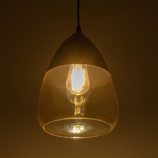 GLOBOSTAR® OLIVER 10001231 Vintage Κρεμαστό Φωτιστικό Οροφής με Ντουί 1 x E27 AC 220-240V IP20 - Μαύρο & Μελί - Μ22 x Π22 x Υ30cm