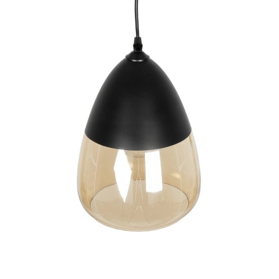 GLOBOSTAR® OLIVER 10001231 Vintage Κρεμαστό Φωτιστικό Οροφής με Ντουί 1 x E27 AC 220-240V IP20 - Μαύρο & Μελί - Μ22 x Π22 x Υ30cm