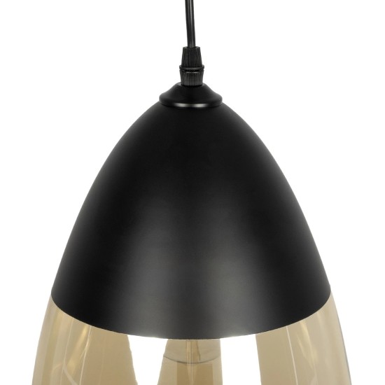 GLOBOSTAR® OLIVER 10001231 Vintage Κρεμαστό Φωτιστικό Οροφής με Ντουί 1 x E27 AC 220-240V IP20 - Μαύρο & Μελί - Μ22 x Π22 x Υ30cm
