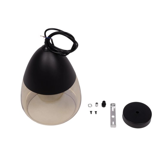 GLOBOSTAR® OLIVER 10001231 Vintage Κρεμαστό Φωτιστικό Οροφής με Ντουί 1 x E27 AC 220-240V IP20 - Μαύρο & Μελί - Μ22 x Π22 x Υ30cm