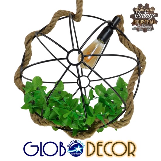 GLOBOSTAR® BRADLEY 10001329 Vintage Κρεμαστό Φωτιστικό Οροφής με Ντουί 1 x E27 AC 220-240V IP20 - Πολύχρωμο - Μ42 x Π42 x Υ42cm