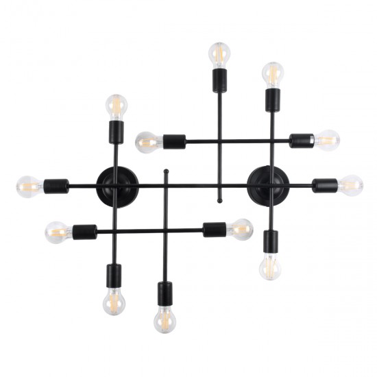 GLOBOSTAR® PIPING 00667 Vintage Φωτιστικό Τοίχου - Απλίκα με Ντουί 12 x E27 AC 220-240V IP20 - Μαύρο - Μ78.5 x Π9.5 x Υ64cm GLOBOSTAR® PIPING 00667 Vintage Φωτιστικό Τοίχου - Απλίκα με Ντουί 12 x E27 AC 220-240V IP20 - Μαύρο - Μ78.5 x Π9.5 x Υ64cm