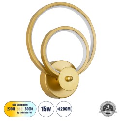 GLOBOSTAR® FREDDIE 61078 Μοντέρνο Φωτιστικό Τοίχου - Απλίκα LED 15W 1080lm 300° AC 220-240V IP20 Ρυθμιζόμενο Λευκό CCT με On/Off 2700K/4500K/6000K - Lumileds SMD Chip - Χρυσό Βούρτσας - Μ20 x Π7.5 x Υ25cm - 3 Χρόνια Εγγύηση GLOBOSTAR® FREDDIE 61078 Μοντέρνο Φωτιστικό Τοίχου - Απλίκα LED 15W 1080lm 300° AC 220-240V IP20 Ρυθμιζόμενο Λευκό CCT με On/Off 2700K/4500K/6000K - Lumileds SMD Chip - Χρυσό Βούρτσας - Μ20 x Π7.5 x Υ25cm - 3 Χρόνια Εγγύηση