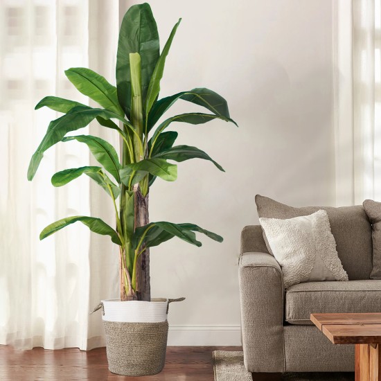 GloboStar® Artificial Garden CHALKI 20200 Διακοσμητικό Πλεκτό Καλάθι - Κασπώ Γλάστρα - Flower Pot Μπεζ Σκούρο με Λευκό Π35cm x Υ40cm GloboStar® Artificial Garden CHALKI 20200 Διακοσμητικό Πλεκτό Καλάθι - Κασπώ Γλάστρα - Flower Pot Μπεζ Σκούρο με Λευκό Π35cm x Υ40cm
