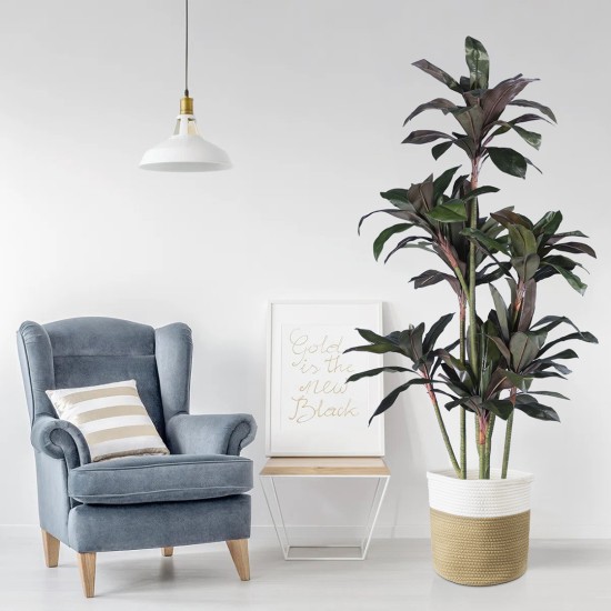 GloboStar® Artificial Garden PALAWAN 20202 Διακοσμητικό Πλεκτό Καλάθι - Κασπώ Γλάστρα - Flower Pot Μπεζ με Λευκό Π30cm x Υ30cm GloboStar® Artificial Garden PALAWAN 20202 Διακοσμητικό Πλεκτό Καλάθι - Κασπώ Γλάστρα - Flower Pot Μπεζ με Λευκό Π30cm x Υ30cm