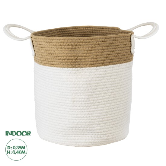 GloboStar® Artificial Garden SAMOTHRAKI 20199 Διακοσμητικό Πλεκτό Καλάθι - Κασπώ Γλάστρα - Flower Pot Μπεζ με Λευκό Π35cm x Υ40cm GloboStar® Artificial Garden SAMOTHRAKI 20199 Διακοσμητικό Πλεκτό Καλάθι - Κασπώ Γλάστρα - Flower Pot Μπεζ με Λευκό Π35cm x Υ40cm