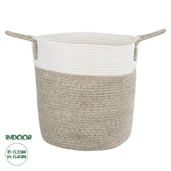 GloboStar® Artificial Garden CHALKI 20200 Διακοσμητικό Πλεκτό Καλάθι - Κασπώ Γλάστρα - Flower Pot Μπεζ Σκούρο με Λευκό Π35cm x Υ40cm GloboStar® Artificial Garden CHALKI 20200 Διακοσμητικό Πλεκτό Καλάθι - Κασπώ Γλάστρα - Flower Pot Μπεζ Σκούρο με Λευκό Π35cm x Υ40cm