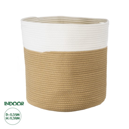 GloboStar® Artificial Garden PALAWAN 20201 Διακοσμητικό Πλεκτό Καλάθι - Κασπώ Γλάστρα - Flower Pot Μπεζ με Λευκό Π35cm x Υ38cm GloboStar® Artificial Garden PALAWAN 20201 Διακοσμητικό Πλεκτό Καλάθι - Κασπώ Γλάστρα - Flower Pot Μπεζ με Λευκό Π35cm x Υ38cm