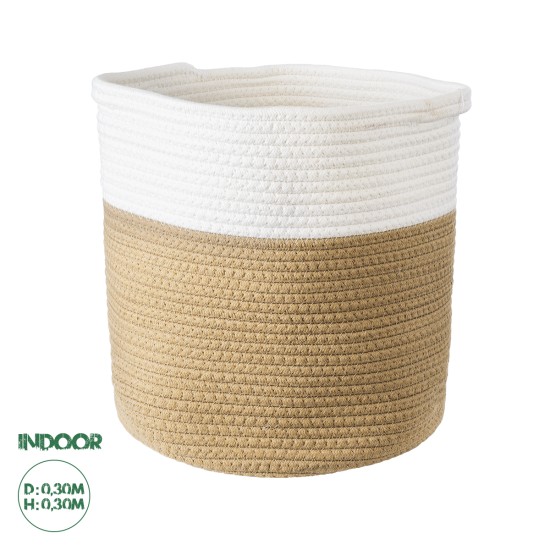 GloboStar® Artificial Garden PALAWAN 20202 Διακοσμητικό Πλεκτό Καλάθι - Κασπώ Γλάστρα - Flower Pot Μπεζ με Λευκό Π30cm x Υ30cm GloboStar® Artificial Garden PALAWAN 20202 Διακοσμητικό Πλεκτό Καλάθι - Κασπώ Γλάστρα - Flower Pot Μπεζ με Λευκό Π30cm x Υ30cm