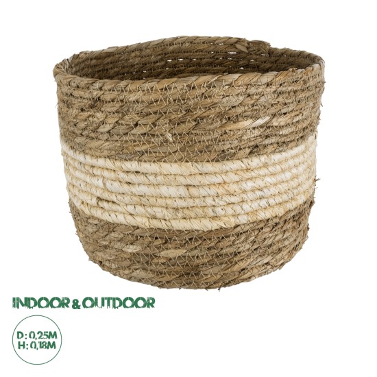 GloboStar® Artificial Garden KYTHIRA 20274 Διακοσμητικό Πλεκτό Καλάθι - Κασπώ Γλάστρα - Flower Pot Καφέ με Μπεζ Φ25 x Υ18cm GloboStar® Artificial Garden KYTHIRA 20274 Διακοσμητικό Πλεκτό Καλάθι - Κασπώ Γλάστρα - Flower Pot Καφέ με Μπεζ Φ25 x Υ18cm