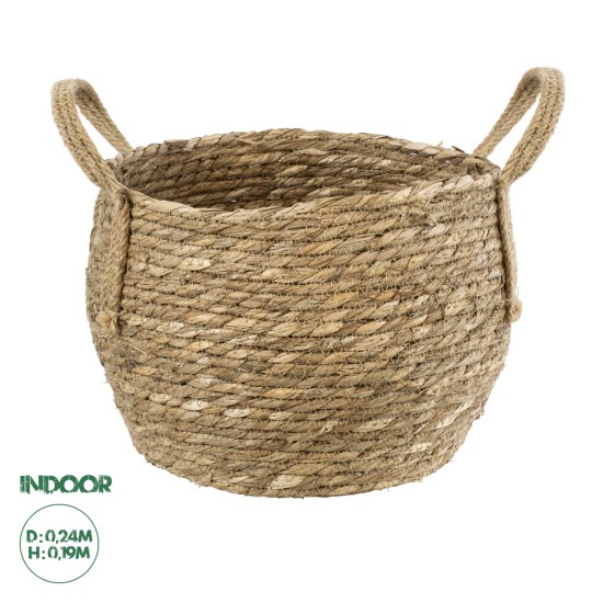 GloboStar® Artificial Garden PAROS 20276 Διακοσμητικό Πλεκτό Καλάθι - Κασπώ Γλάστρα - Flower Pot Μπεζ Φ24cm x Υ19cm GloboStar® Artificial Garden PAROS 20276 Διακοσμητικό Πλεκτό Καλάθι - Κασπώ Γλάστρα - Flower Pot Μπεζ Φ24cm x Υ19cm
