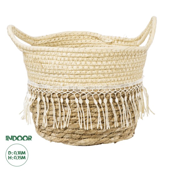 GloboStar® Artificial Garden MYKONOS 20278 Διακοσμητικό Πλεκτό Καλάθι - Κασπώ Γλάστρα - Flower Pot Μπεζ με Μακραμέ Φ18cm x Υ15cm GloboStar® Artificial Garden MYKONOS 20278 Διακοσμητικό Πλεκτό Καλάθι - Κασπώ Γλάστρα - Flower Pot Μπεζ με Μακραμέ Φ18cm x Υ15cm