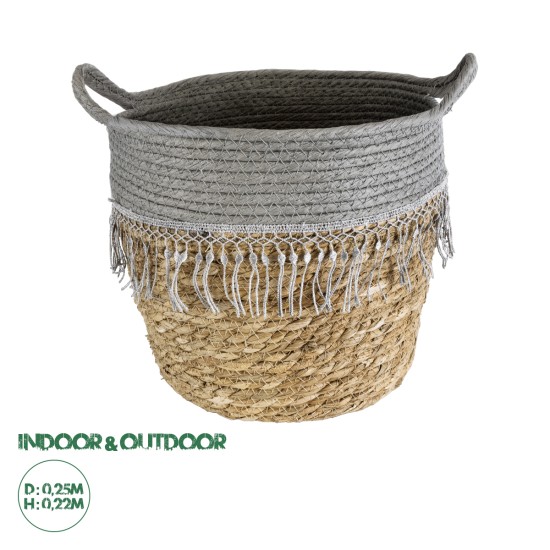 GloboStar® Artificial Garden SYROS 20282 Διακοσμητικό Πλεκτό Καλάθι - Κασπώ Γλάστρα - Flower Pot Μπεζ με Γκρι Φ25 x Υ22cm GloboStar® Artificial Garden SYROS 20282 Διακοσμητικό Πλεκτό Καλάθι - Κασπώ Γλάστρα - Flower Pot Μπεζ με Γκρι Φ25 x Υ22cm